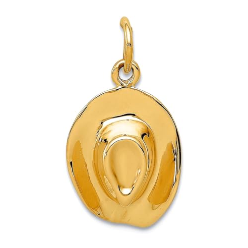 11 mm 10 Karat massives Gelbgold, Hut-Anhänger, Halskette für Damen 11 mm 10 Karat massives Gelbgold, Hut-Anhänger, Halskette für Damen von JewelryWeb
