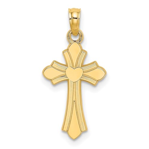 12mm 14ct Gold Religiösen Glauben Kreuz Mit Liebe Herz Zentrum Und Hohe Polnisch Teardrop Tipps Schmuck Geschenke Für Frauen von JewelryWeb