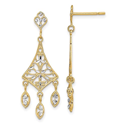 13 mm mit Rhodium filigraner Kronleuchter, religiöse Schutzengel-Ohrringe, Maße: 35 x 13 mm breit, Schmuck für Damen von JewelryWeb