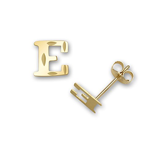 14 Karat Gelbgold, Buchstabe Name, personalisiertes Monogramm, Initiale E, Prägung für Jungen oder Mädchen, Ohrringe, Maße: 6 x 6 mm, One Size, Metall Gelbgold Goldfarben Metall Gelbgold, Kein von JewelryWeb