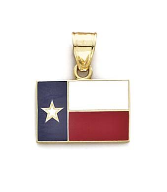 14 Karat Gelbgold, Emaille, Texas-Flagge, Anhänger, Halskette, Schmuck, Geschenke für Frauen, 2.22 von JewelryWeb