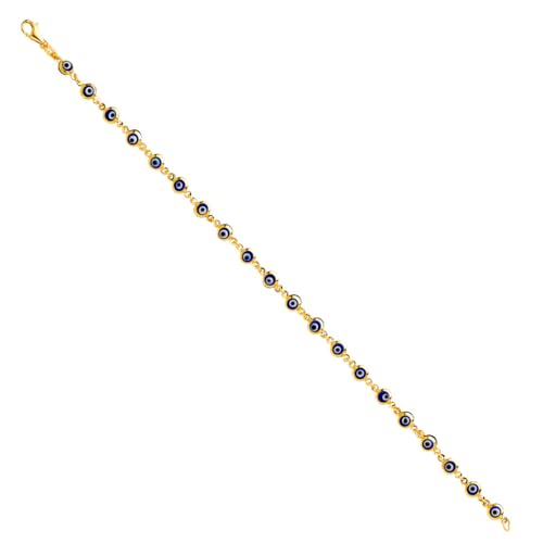 14 Karat Gelbgold, blaues Armband mit bösem Blick, Schmuck für Damen von JewelryWeb
