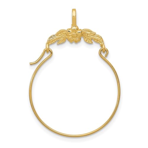 14 Karat Gelbgold, poliert, Blumen-Charm-Halter, Halskette, Maße: 30 x 25 mm breit, Schmuckgeschenke für Frauen, one-size von JewelryWeb
