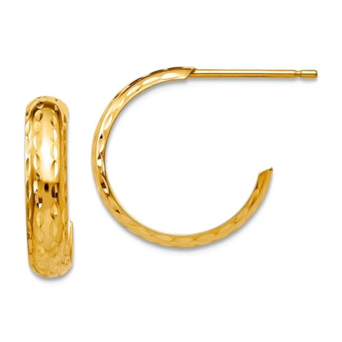 14 Karat Gelbgold, poliert, glitzernd, 3,5 mm, J-Creolen, 13 x 3 mm, breite Kreolen für Damen 14 Karat Gelbgold, poliert, glitzernd, 3,5 mm, J-Creolen, 13 x 3 mm, breite Kreolen für Damen von JewelryWeb