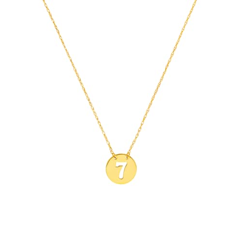 14 Karat Gelbgold, verstellbare Mini-Scheibe, 18 cm, Halskette mit Federringverschluss, 46 cm Gliederarmband für Damen von JewelryWeb