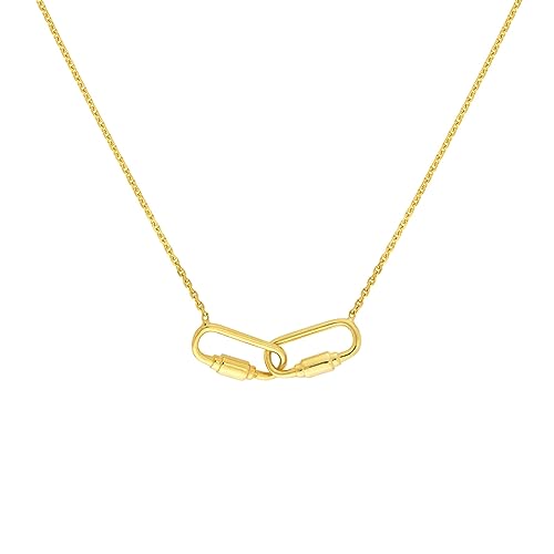 14 Karat Gelbgold Pettie Karabiner Glieder verstellbare Halskette Karabinerverschluss Schmuck Geschenke für Frauen – 46 cm, Metall von JewelryWeb
