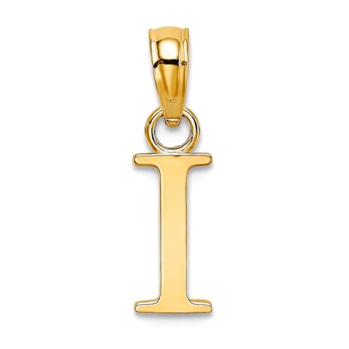 14 Karat Gold I Block Buchstabe Name Personalisierte Monogramm Initiale Hochglanz Charm Anhänger Halskette für Frauen von JewelryWeb
