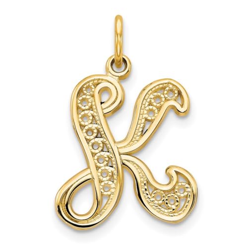 14 Karat Initialen-Anhänger in Gelbgold, Weißgold, Auswahl an Initialen und Vielzahl von Optionen von JewelryWeb