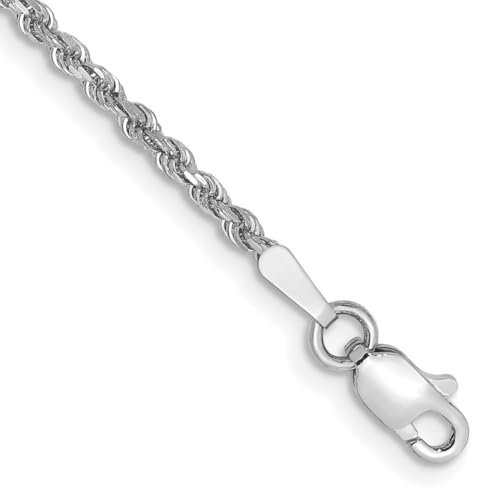 14 Karat Weißgold, massiv, 1,8 mm, D-Schnitt, Seilkette, Armband, 18 cm, Karabinerverschluss, Gliederarmband für Damen und Herren 14 Karat Weißgold, massiv, 1,8 mm, D-Schnitt, Seilkette, Armband, 18 cm, Karabinerverschluss, Gliederarmband für Damen und Herren von JewelryWeb