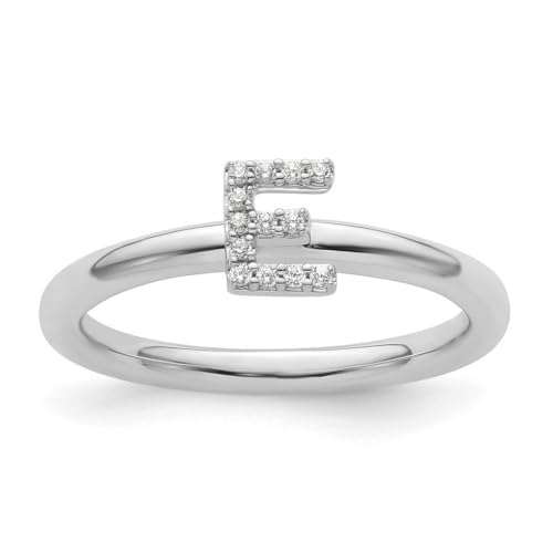 14 Karat Weißgold stapelbarer Diamant Buchstabe Name personalisiertes Monogramm Initiale E Ring Größe 7 stapelbarer Ring für Damen von JewelryWeb
