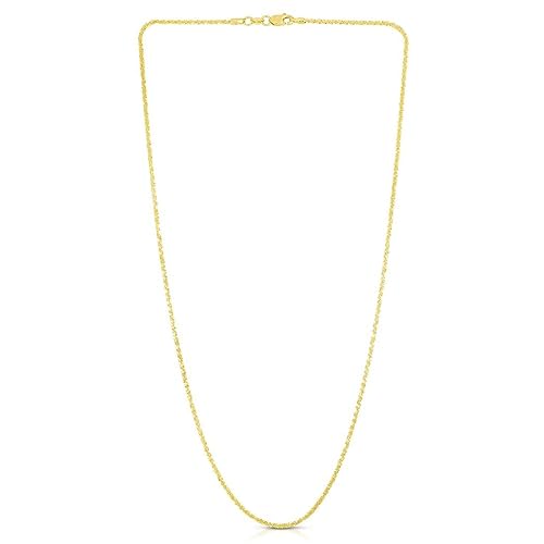 14 Karat funkelnde Halskette in Weißgold Gelbgold Länge 41 46 51 und 1,1 mm 1,5 mm, Gelbgold von JewelryWeb