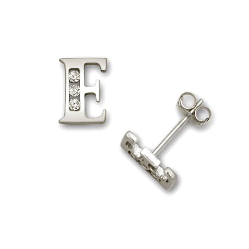 14 Karat massives Gelbgold, Zirkonia, künstlicher Diamant, kleiner Buchstabe, Name, personalisierbar, Monogramm, Initialen-Ohrringe, Ohrstecker für Frauen in verschiedenen Initialen, One Size von JewelryWeb