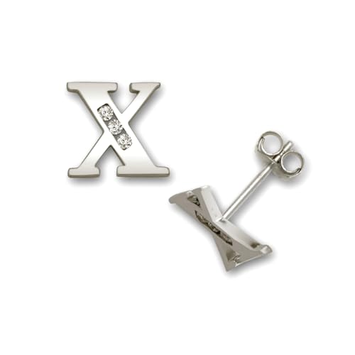 14 Karat massives Gelbgold, Zirkonia, künstlicher Diamant, kleiner Buchstabe, Name, personalisierbar, Monogramm, Initialen-Ohrringe, Ohrstecker für Frauen in verschiedenen Initialen, One Size von JewelryWeb