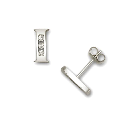 14 Karat massives Gelbgold, Zirkonia, künstlicher Diamant, kleiner Buchstabe, Name, personalisierbar, Monogramm, Initialen-Ohrringe, Ohrstecker für Frauen in verschiedenen Initialen, One Size von JewelryWeb