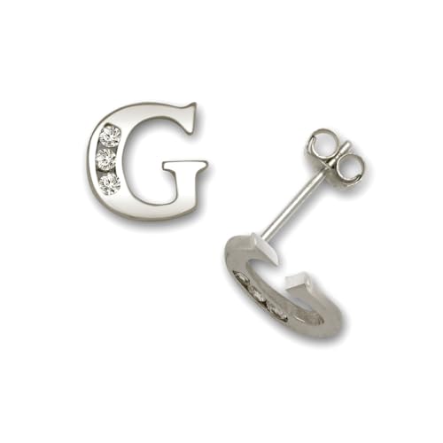 14 Karat massives Gelbgold, Zirkonia, künstlicher Diamant, kleiner Buchstabe, Name, personalisierbar, Monogramm, Initialen-Ohrringe, Ohrstecker für Frauen in verschiedenen Initialen, One Size von JewelryWeb