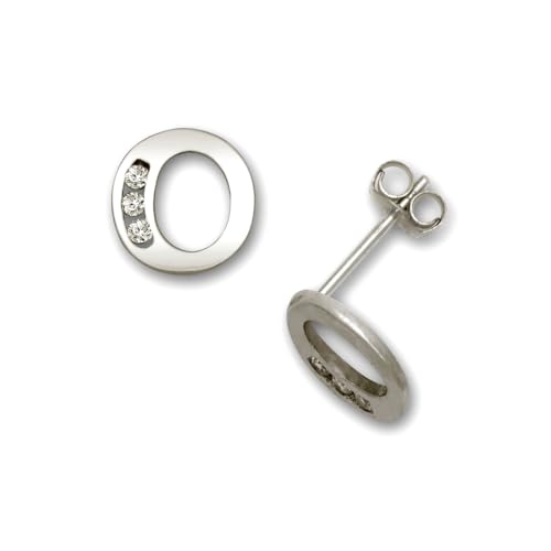 14 Karat massives Gelbgold, Zirkonia, künstlicher Diamant, kleiner Buchstabe, Name, personalisierbar, Monogramm, Initialen-Ohrringe, Ohrstecker für Frauen in verschiedenen Initialen, One Size von JewelryWeb