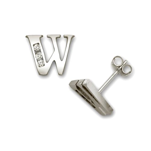 14 Karat massives Gelbgold, Zirkonia, künstlicher Diamant, kleiner Buchstabe, Name, personalisierbar, Monogramm, Initialen-Ohrringe, Ohrstecker für Frauen in verschiedenen Initialen, One Size von JewelryWeb