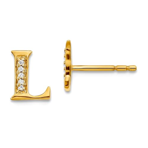 14 Karat massives Gelbgold Diamant Buchstabe Name personalisiert Monogramm Initiale L Ohrringe 8 x 8 mm breit, gelb, 0.03 14 Karat massives Gelbgold Diamant Buchstabe Name personalisiert Monogramm Initiale L Ohrringe 8 x 8 mm breit, gelb, 0.03 von JewelryWeb