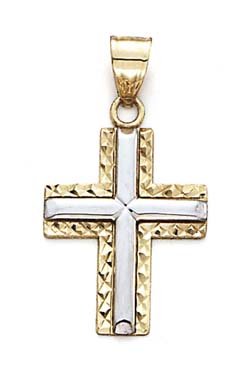 14 Karat zweifarbige Gold religiösen Glauben Kreuz Anhänger Halskette Schmuck Geschenke für Frauen, Metall, Metall von JewelryWeb