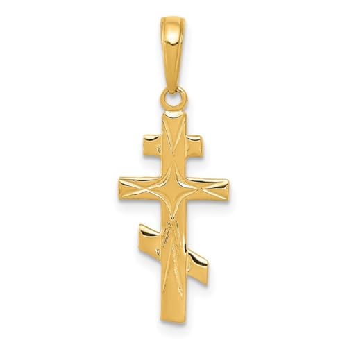 14 ct Gelb Gold Orthodoxes Kreuz Anhänger – Maßnahmen 19 x 11 mm 14 ct Gelb Gold Orthodoxes Kreuz Anhänger – Maßnahmen 19 x 11 mm von JewelryWeb