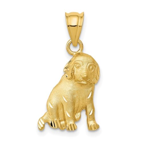 14ct Gelb Gold Solide Satin Offene zurück Tier Hund Charme Anhänger Halskette Maßnahmen 12x13mm Schmuck Geschenke für Frauen, Gelbgold, Gelbgold von JewelryWeb