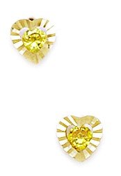 14ct Gelbgold November Gelb 3x3mm CZ Liebe Herz Schraube Zurück Ohrringe Maßnahmen 6x6mm Schmuck Geschenke für Frauen, Gelbgold, Zirkonia, Gelbgold, Zirkonia von JewelryWeb