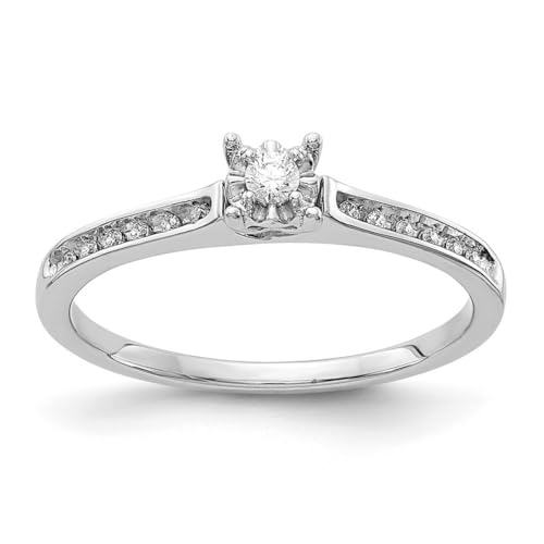 14ct White Gold Lab Grown Diamond Petite Engagement Ring Größe N 1/20 Schmuck Geschenke für Frauen, Weißgold, Weißer Diamant, Weißgold, Weißer Diamant von JewelryWeb