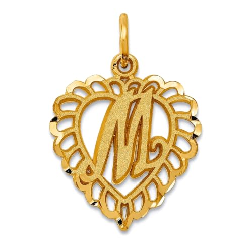 15 mm 10 Karat massives Gelbgold Buchstabe Name personalisiert Monogramm Initiale M Charm Anhänger Halskette für Damen von JewelryWeb