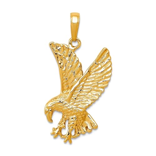 16 mm 10 Karat massives Gelbgold Adler Charm Anhänger Halskette für Damen von JewelryWeb