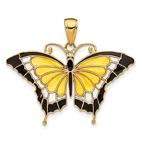 31 mm langgold-emaillierter Schmetterlings-Engelsflügel-Anhänger, Halskette, Schmuck, Geschenke für Frauen von JewelryWeb
