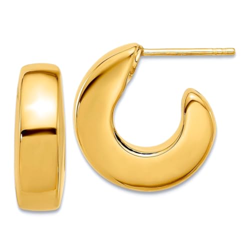 6 mm 14 Karat massives Gelbgold, poliert, J-Creolen, 17,75 x 6 mm, breite Kreolen für Damen 6 mm 14 Karat massives Gelbgold, poliert, J-Creolen, 17,75 x 6 mm, breite Kreolen für Damen von JewelryWeb