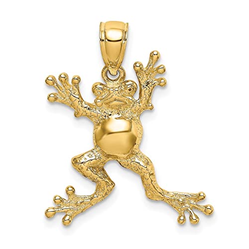 7,15 mm goldener 2D-Frosch mit Topf-Bauch-Anhänger, Schmuck für Damen von JewelryWeb