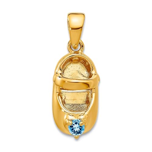 7 mm 10 Karat Massivgold 3 D Dezember simulierter Stein gravierbar Teen Schuh Charm Anhänger Halskette für Damen von JewelryWeb