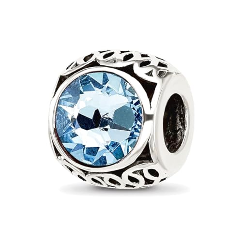 9,1 mm große 925er-Sterlingsilber-Kristallperle "Reflections", oxidiert, hellblau, Schmuckgeschenk für Mutter, One Size, Kristall Metall Silber, Kristall 9,1 mm große 925er-Sterlingsilber-Kristallperle "Reflections", oxidiert, hellblau, Schmuckgeschenk für Mutter, One Size, Kristall Metall Silber, Kristall von JewelryWeb