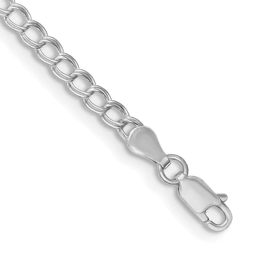 925 Sterling Silber 3,5 mm Doppelglieder-Charm für Jungen oder Mädchen Armband - Längenoptionen: 13 14 15 18 20 22 von JewelryWeb