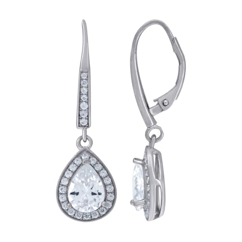 925 Sterling Silber Damen CZ Simulierte Diamant Tropfenohrringe von JewelryWeb