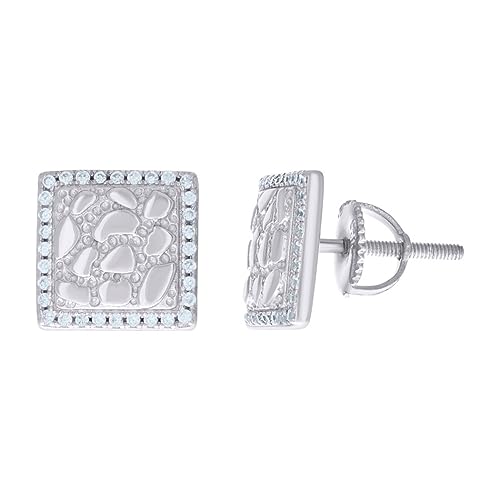 925 Sterling Silber Damen CZ Zirkonia simulierter Diamant Nugget Quadratisch Ohrstecker Schmuck für Frauen, One Size, Zirkonia Edelstein Metall, Zirkon von JewelryWeb