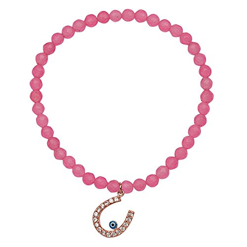 925 Sterling Silber Rose Plated Cotton Candy Pink Facettiert Quarz Armband Rose Hufeisen Gliederarmband für Damen von JewelryWeb