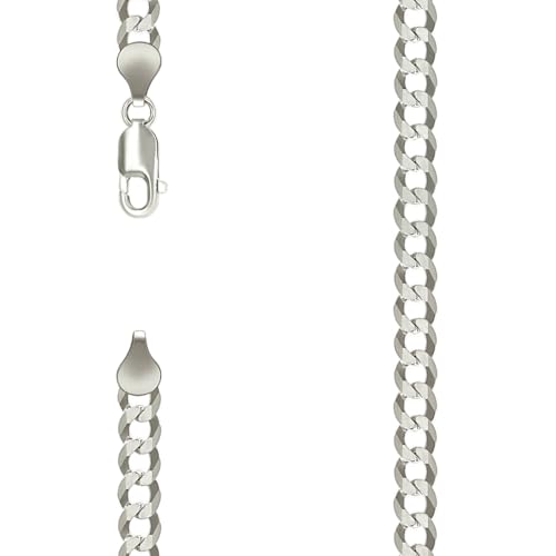 925 Sterling Silber massiv super flach Komfort Panzerkette Silber 6 mm Armband 20 cm Gliederarmband für Damen und Herren von JewelryWeb