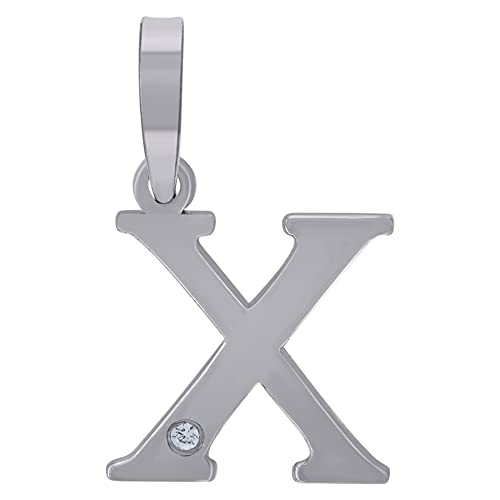 925er-Sterlingsilber, Unisex, Zirkonia, künstlicher Diamant, schlichter Buchstabe, Name, personalisierbar, Monogramm, Initiale, Alphabet, X, Charm-Anhänger, Halskette, Schmuck für Frauen, One Size, von JewelryWeb