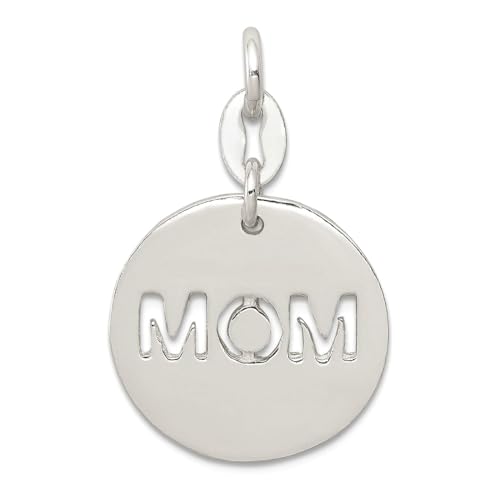 925er Sterlingsilber, massiver, wendbarer, polierter Kreis, Mama-Charm, 25 x 15 mm breit, Anhänger-Halskette für Damen von JewelryWeb