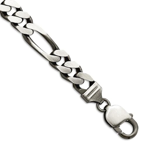 925er Sterlingsilber, oxidiert, 9 mm, Figarokette, Armband, Gliederarmband für Damen und Herren, 20 centimeters, Metall Silber Sterling-Silber, Kein Edelstein 925er Sterlingsilber, oxidiert, 9 mm, Figarokette, Armband, Gliederarmband für Damen und Herren, 20 centimeters, Metall Silber Sterling-Silber, Kein Edelstein von JewelryWeb