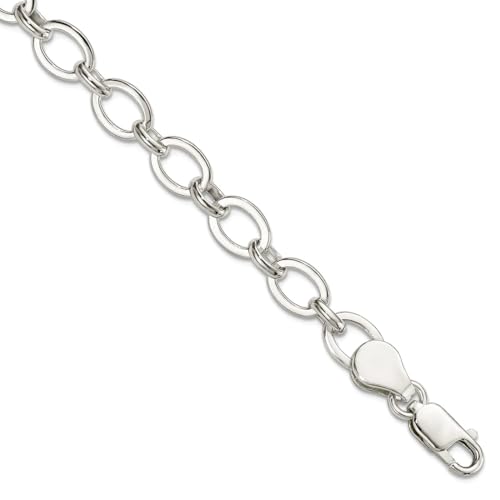 925er Sterlingsilber, poliert, ausgefallenes Gliederarmband, Karabiner, 7 mm breites Gliederarmband für Damen, 18 centimeters, Metall Silber Sterling-Silber, Kein Edelstein von JewelryWeb