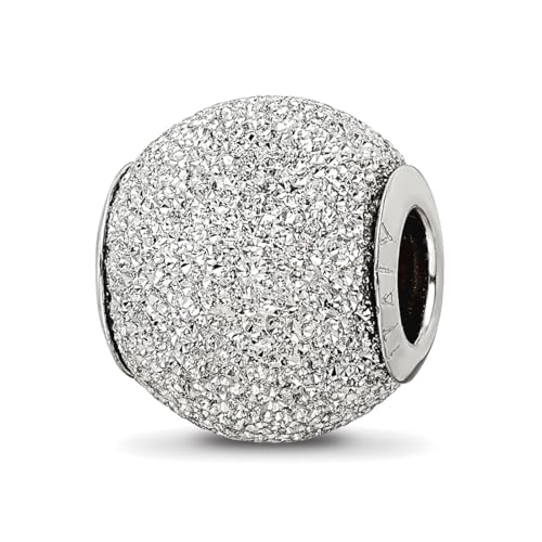 925er Sterlingsilber, poliert, gehämmert, lasergeschnitten, Reflexionen, hellgrau, lasergeschnitten, Perlen-Charm-Anhänger, Halskette, Maße: 10,91 x 10,00 mm breit, Schmuck für Damen, One Size, Metall von JewelryWeb