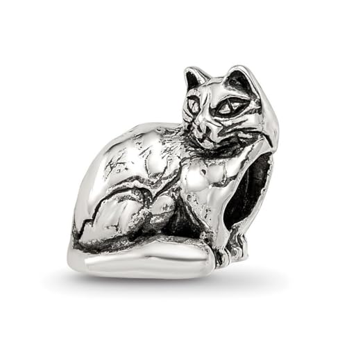 925er-Sterlingsilber, polierte Ragdoll-Katzen-Charm-Anhänger, Halskette, Maße: 10 x 8,18 mm breit, Schmuck für Damen, Silber, Einheitsgröße von JewelryWeb