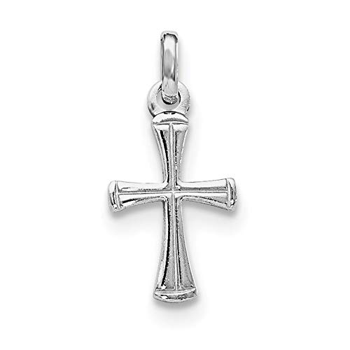 925er Sterlingsilber, rechtsbeschichtet, für Jungen oder Mädchen, poliert, religiöser Glaube, Kreuz-Anhänger, Halskette, Maße: 21,57 x 9,68 mm breit von JewelryWeb