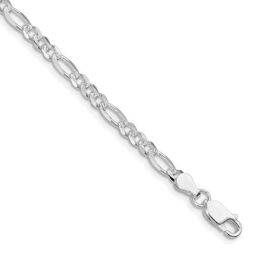 925er Sterlingsilber, rhodiniert, 4 mm, flach, Figarokette, Armband, Gliederarmband für Damen und Herren, 20 centimeters, Metall Silber Metall Rhodium Silberfarben, Kein Edelstein 925er Sterlingsilber, rhodiniert, 4 mm, flach, Figarokette, Armband, Gliederarmband für Damen und Herren, 20 centimeters, Metall Silber Metall Rhodium Silberfarben, Kein Edelstein von JewelryWeb