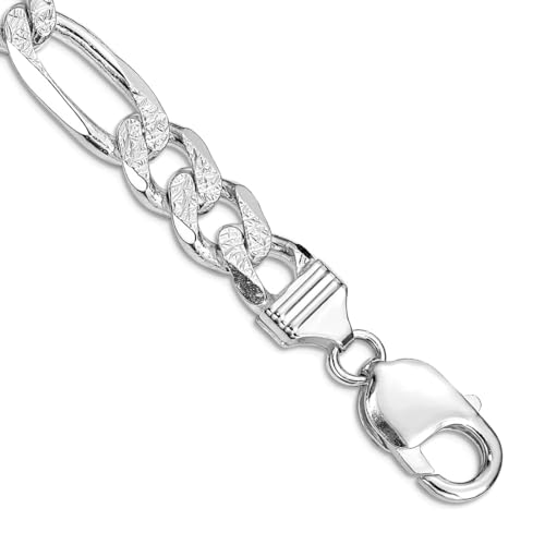 925er Sterlingsilber, rhodiniert, 9,5 mm, flach, Figarokette, Armband, 20 cm, für Damen und Herren 925er Sterlingsilber, rhodiniert, 9,5 mm, flach, Figarokette, Armband, 20 cm, für Damen und Herren von JewelryWeb