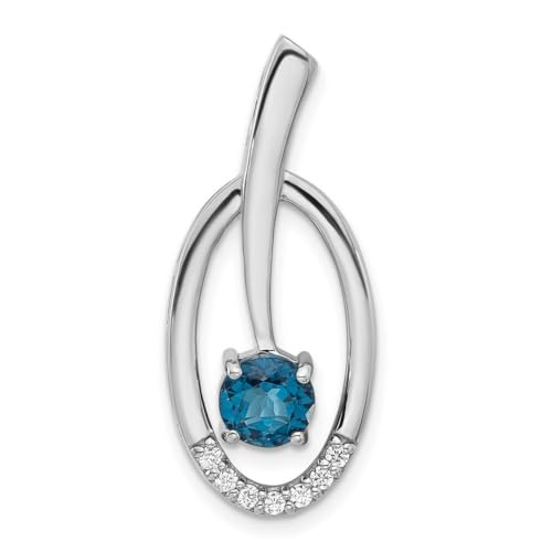 925er-Sterlingsilber, rhodiniert, Londoner Blautopas und Zirkonia, künstlicher Diamant, Kettenschieber, Maße: 13,51 mm breit, Schmuck für Damen, One Size, Zirkonia Blautopas Zirkonia Edelstein, von JewelryWeb