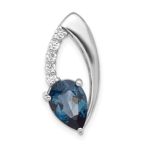 925er-Sterlingsilber, rhodiniert, Londoner Blautopas und Zirkonia, simulierte Diamant-Kette, Maße: 10,81 mm breit, Schmuck für Damen, One Size, Zirkonia Edelstein Blautopas Zirkonia Edelstein, von JewelryWeb